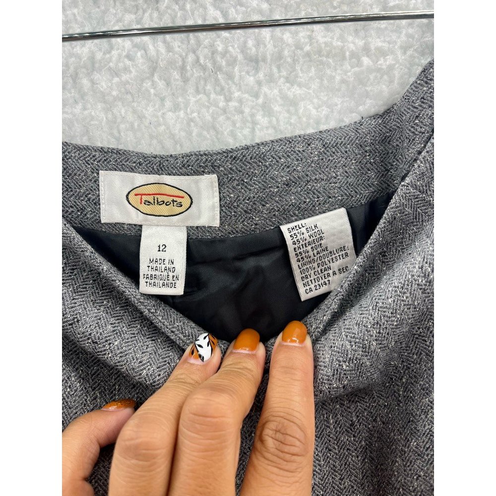 Talbots Womens Dress Career Pants Gray Side Zip Silk Wool Blend Tweed Lined 12 - Picture 7 of 7